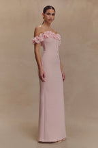 Nova Ruffle Off Shoulder Maxi Dress - Ballet Pink