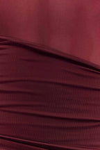 Dallas One Shoulder Mesh Maxi Dress - Burgundy